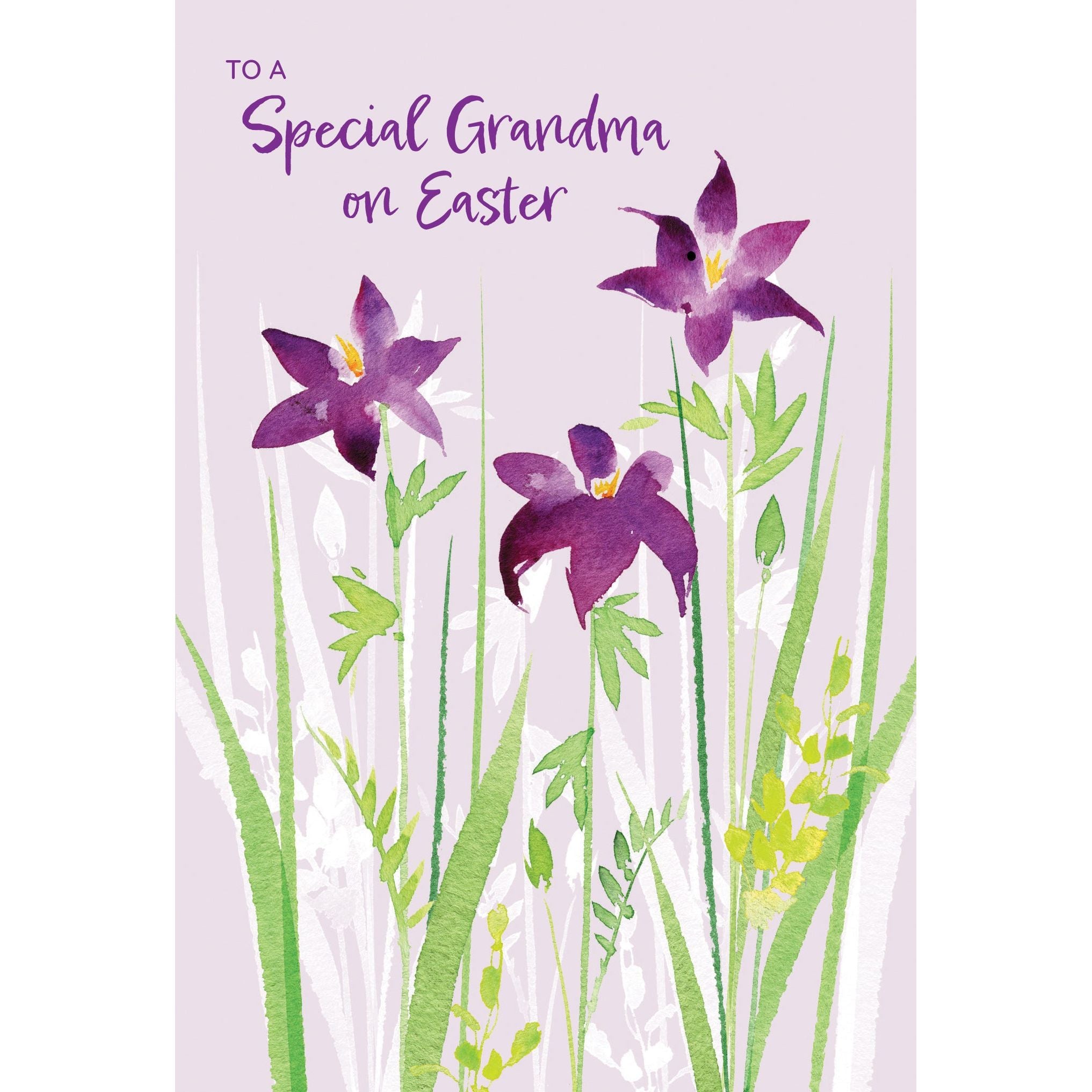 Purple Flowers Easter Card Grandmother
